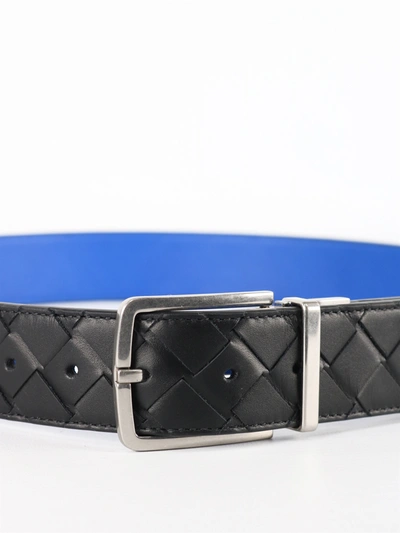 Shop Bottega Veneta Intrecciato Belt Bi-color In Black