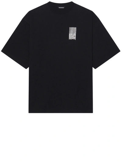 Shop Balenciaga Oversized Black Barcode T-shirt