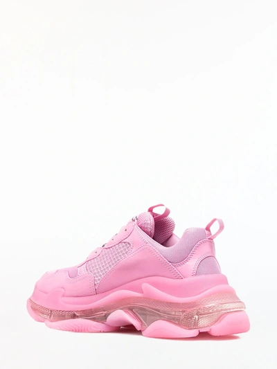 Shop Balenciaga Pink Triple S Clear Sole Sneakers