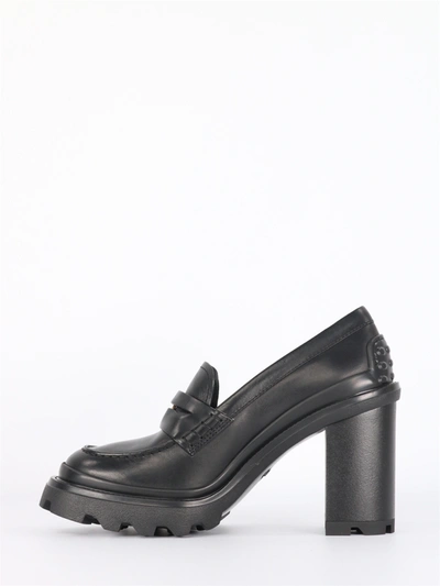 Shop Tod's Penny Loafers In Leather With Black Heel