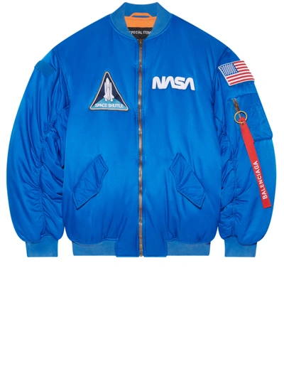 Shop Balenciaga Space Bomber Nasa Blue