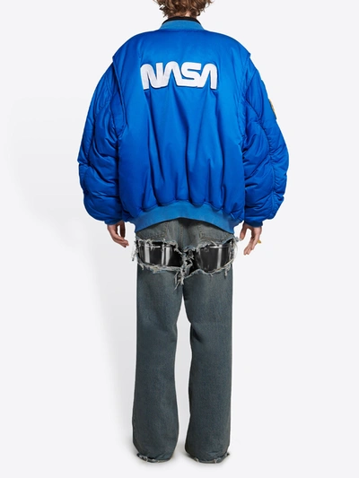 Shop Balenciaga Space Bomber Nasa Blue