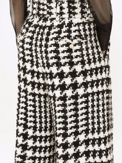 Shop Dolce & Gabbana Houndstooth Cropped Trousers In Black