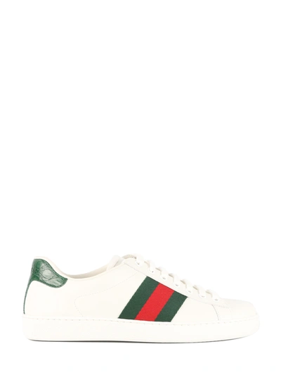 Shop Gucci Ace Leather Sneakers In White