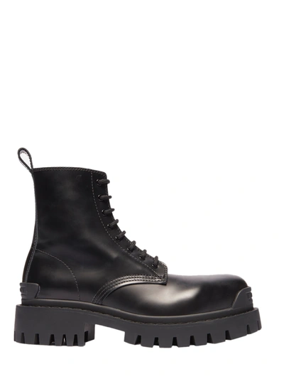 Folkeskole blad Brudgom Balenciaga Leather Strike Lace-up Boots In Black | ModeSens