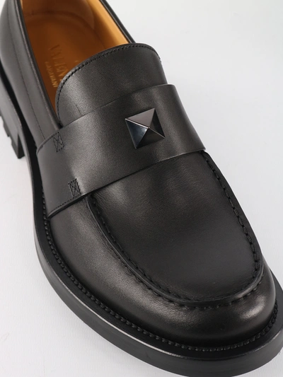 Shop Valentino Roman Stud Loafer In Calfskin In Black