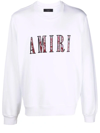 Shop Amiri White Paisley Core Logo Sweatshirt