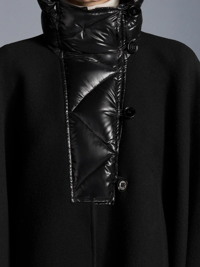 Shop Moncler Wool Cape With Logo In Black