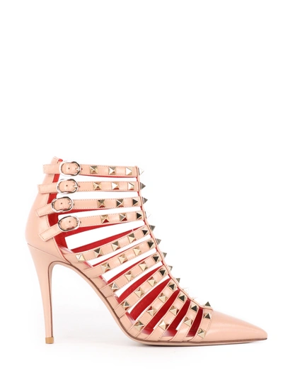 Shop Valentino Rockstud Alcove Ankle Boots In Pink