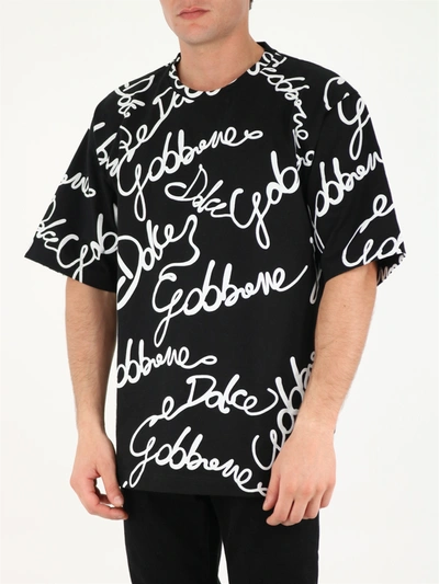 Shop Dolce & Gabbana Cotton T-shirt With Rubberized Logo In Black