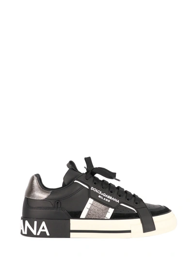 Shop Dolce & Gabbana Custom 2.zero Sneakers In Leather In Black