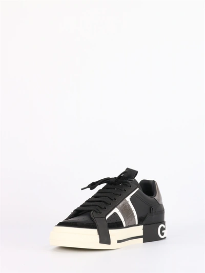 Shop Dolce & Gabbana Custom 2.zero Sneakers In Leather In Black