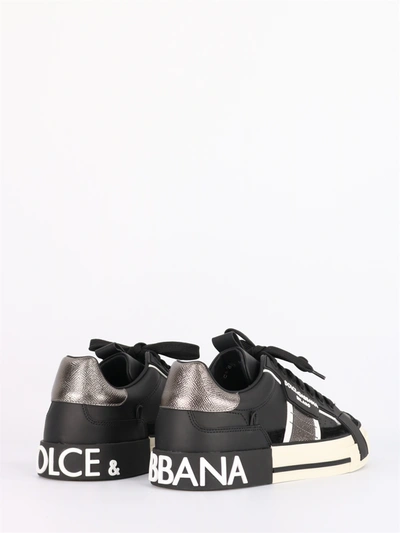 Shop Dolce & Gabbana Custom 2.zero Sneakers In Leather In Black