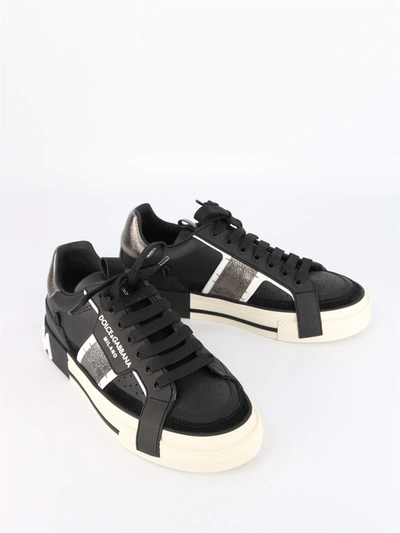 Shop Dolce & Gabbana Custom 2.zero Sneakers In Leather In Black