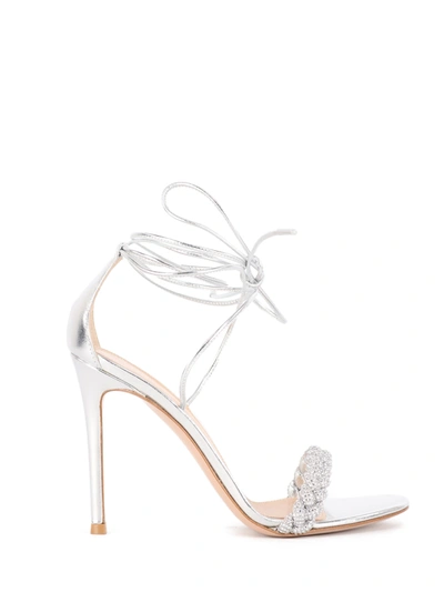 Shop Gianvito Rossi Crystal Leomi Sandal In Silver