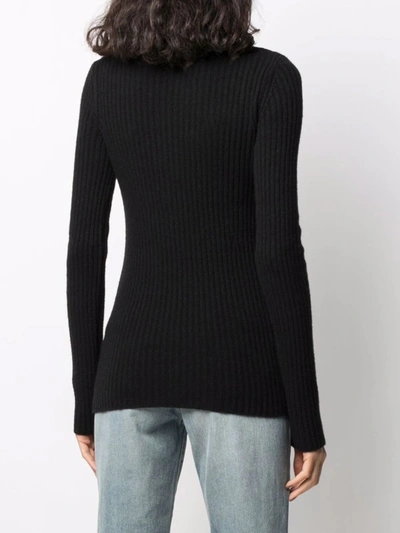 Shop Saint Laurent Ribbed Turtleneck Pullover In Black Wool And Cashmere