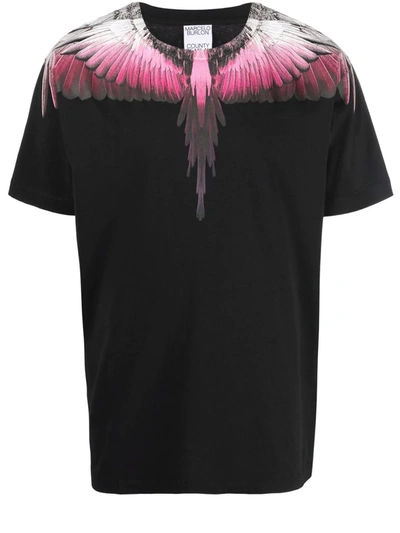 Shop Marcelo Burlon County Of Milan Wings T-shirt Pink In Black