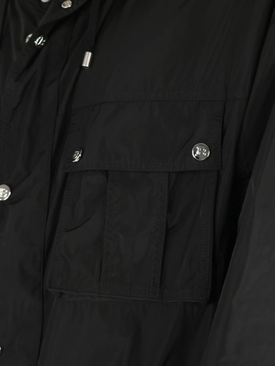 Shop Balmain Hooded Nylon Jacket In Black