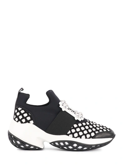 Shop Roger Vivier Sneakers Viv' Run Strass Buckle In Black