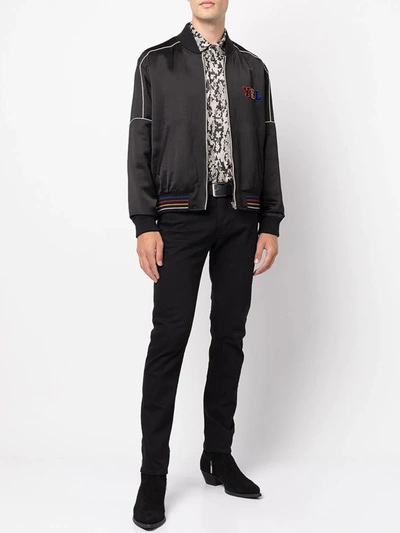 Shop Saint Laurent Teddy Jacket In Satin In Black