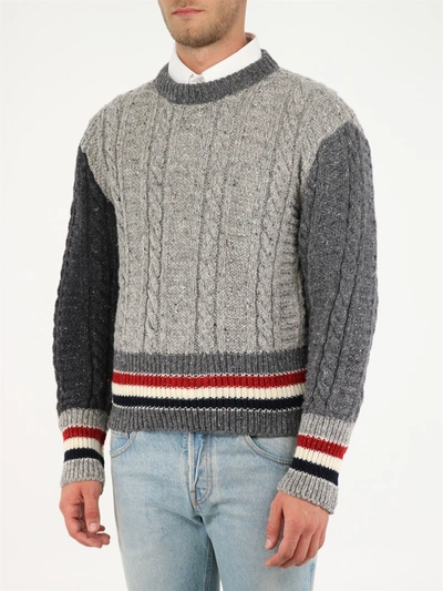 Shop Thom Browne Fumix Mohair Tweed Sweater In Grey