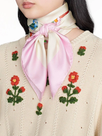 Shop Gucci Flora  Silk Scarf In Printed