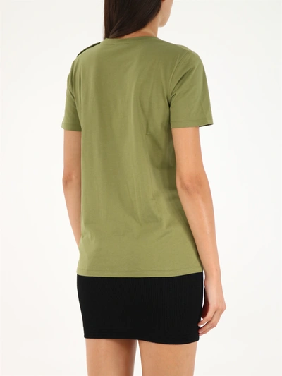 Shop Balmain Khaki T-shirt With Logo In Green