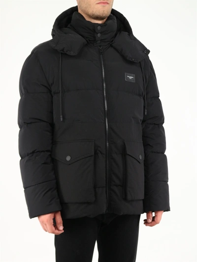 Shop Dolce & Gabbana Quilted Jacket With Hood In Black