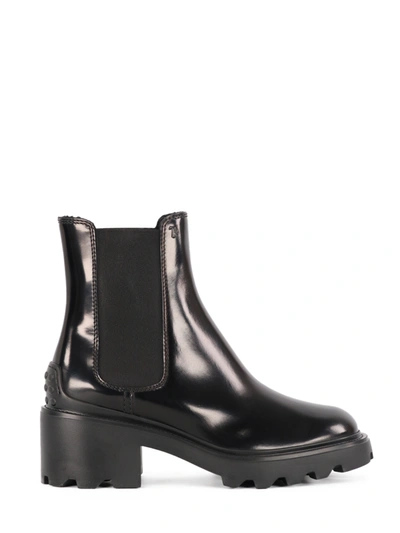 Shop Tod's Black Shiny Leather Ankle Boot