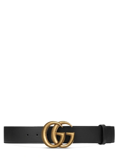 Gucci Leather Belt With Double G Buckle In Black | ModeSens