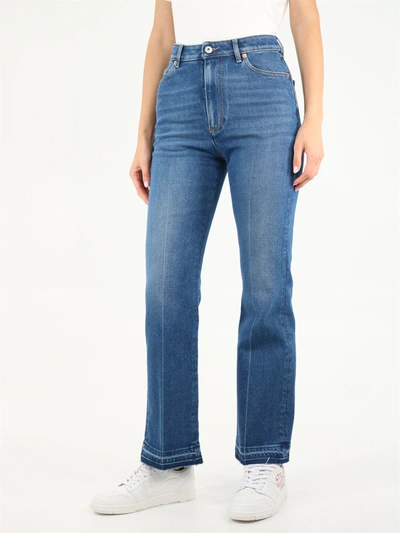 Shop Valentino Flared Jeans In Denim In Blue