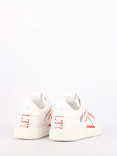 Shop Valentino Low-top Calfskin Vl7n Sneakers White And Red