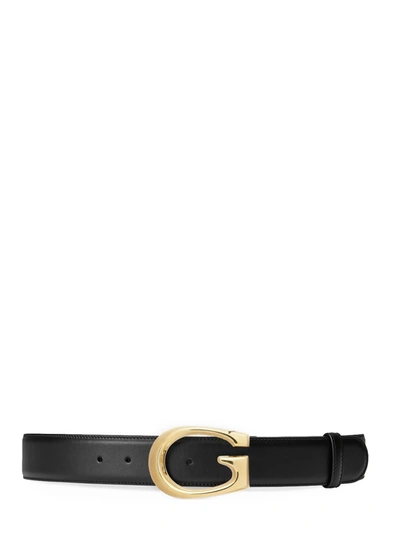 Shop Gucci G Buckle Belt In Black
