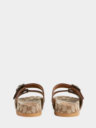 Shop Gucci Slider Sandal With Straps In Beige
