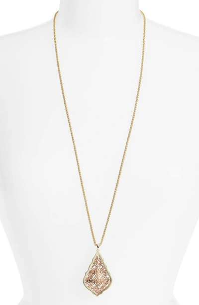 Shop Kendra Scott 'aiden' Pendant Necklace In Gold Rose Gold