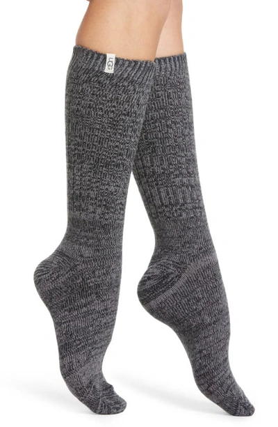 Shop Ugg Ribbed Crew Socks In Grey / Black