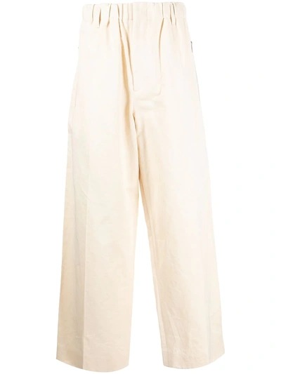 Shop Jil Sander Wide-leg Elasticated Trousers In Weiss