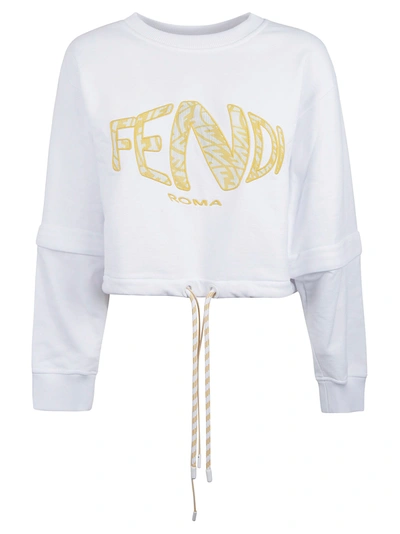 Shop Fendi Fisheye Jersey Sweatshirt In White