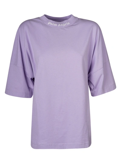 Shop Palm Angels Classic Logo Over T-shirt In Lilac/white