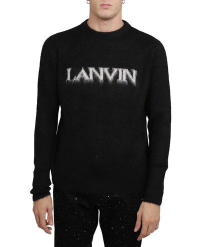Shop Lanvin Black Logo Sweater In Nero/bianco