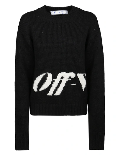 Shop Off-white Intarsia Logo Sweater In Black White