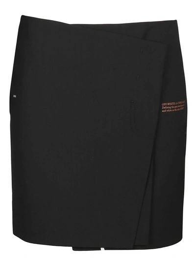 Shop Off-white Light Wool Flap Mini Skirt In Black No Color