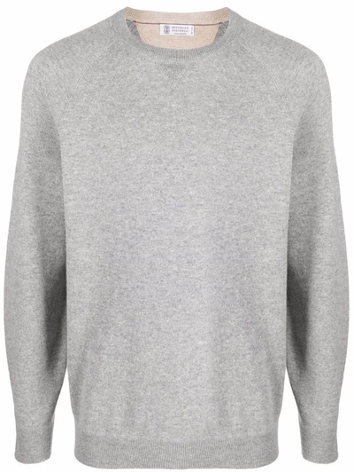 Brunello Cucinelli Cotton Sweater In Mist Grey