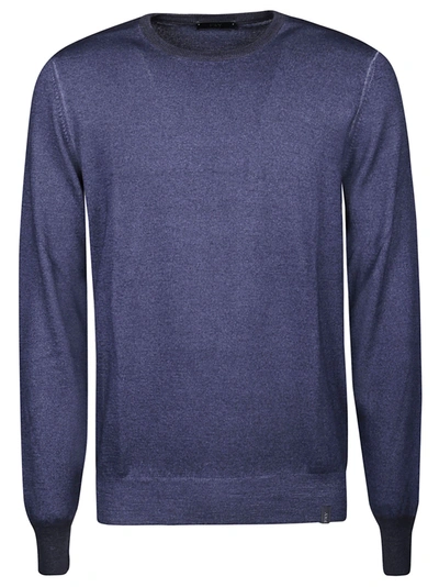 Shop Fay Round Neck Sweater In Blu Petrolio