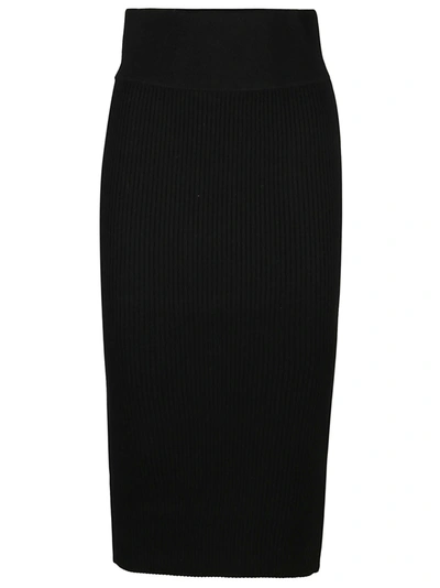 Shop Michael Kors Merino Wool Midi Skirt In Black