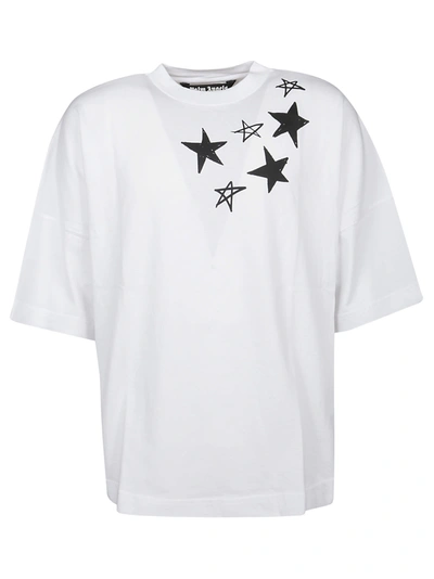Shop Palm Angels Shooting Stars Overlogo T-shirt In White Black