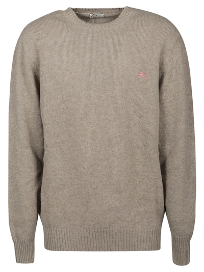Shop Etro Round Neck Multiyarn Sweater In Beige