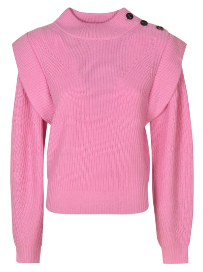 Shop Isabel Marant Button Embellished Layered Rib Knit Sweater In Pink