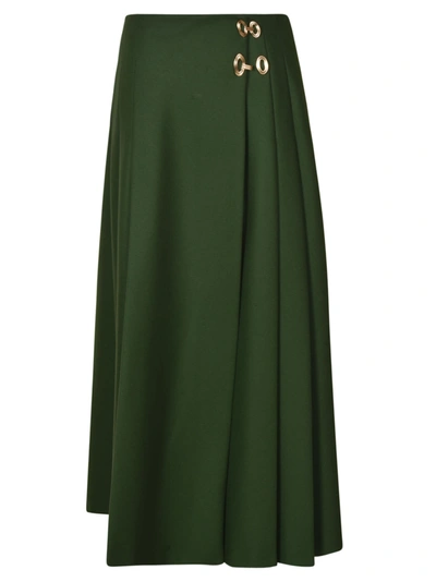 Shop Alberta Ferretti Plain Pleated Long Skirt In Green