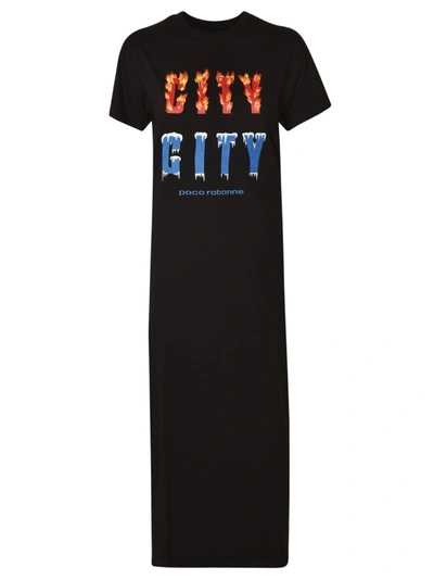 Shop Paco Rabanne City Print T-shirt Dress In Black